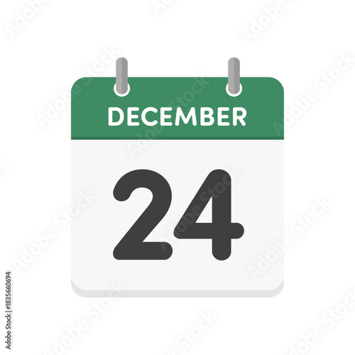 12月24日･December 24の日めくりカレンダーのアイコン - クリスマスイブの英語の暦