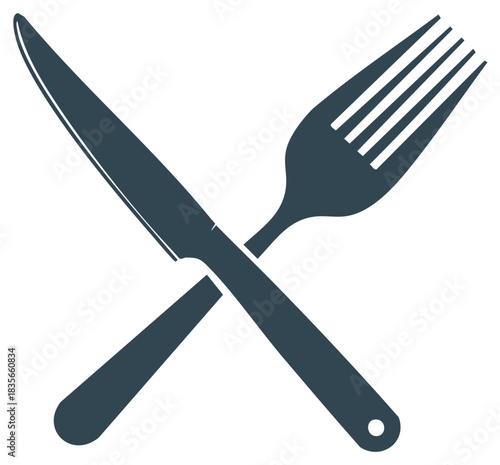 Crossed Knife and Fork Icon for Restaurant or Dining Concepts
