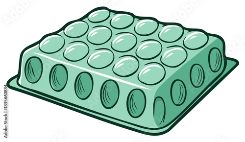 Green Bubble Wrap Packaging Material Cartoon Illustration for Protection and Shipping