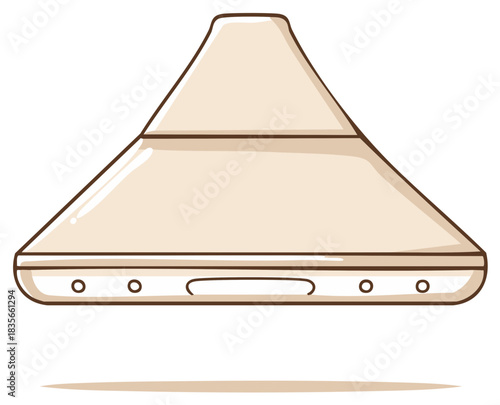 Kitchen range hood illustration with outline and shadow effect isolated