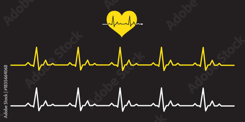 Set of red ECG heartbeat line or audio waveform line icons in various shapes. Isolated on transparent background, ideal for health monitoring, digital heartbeat graphics