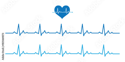 Set of red ECG heartbeat line or audio waveform line icons in various shapes. Isolated on transparent background, ideal for health monitoring, digital heartbeat graphics