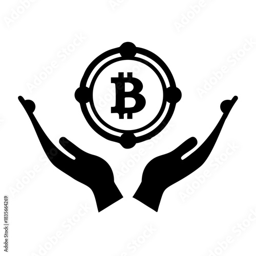 Hands holding a bitcoin symbol, representing cryptocurrency security and protection