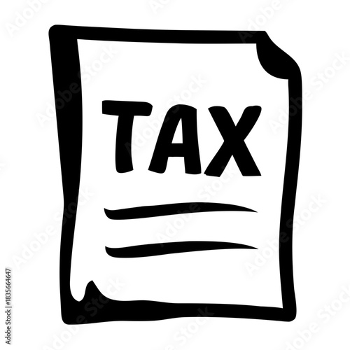 Hand drawn icon of a tax document or form for financial and accounting purposes