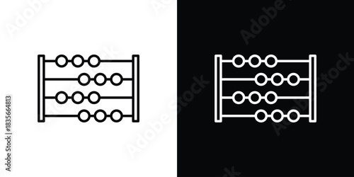 Abacus icons outline drawing. Editable stroke