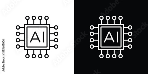 AI icons outline drawing. Editable stroke