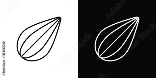 Almond icons outline drawing. Editable stroke