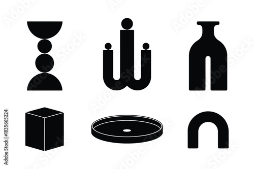 Abstract silhouettes of geometric objects and forms