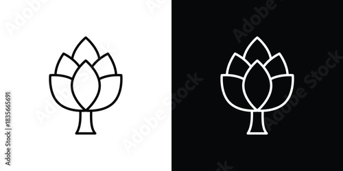 Artichoke icons outline drawing. Editable stroke