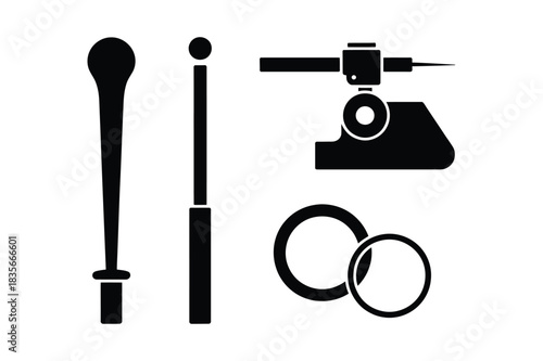 Black silhouette of measuring and precision tools