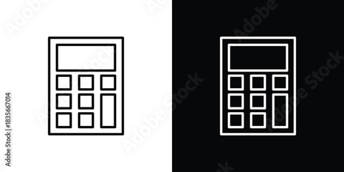 Calculator icons outline drawing. Editable stroke