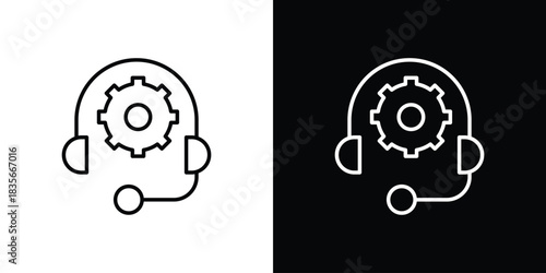 Callcenter icons outline drawing. Editable stroke