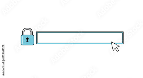 Secure password entry field with a padlock icon and a cursor poised to click, representing online data security and login access.
