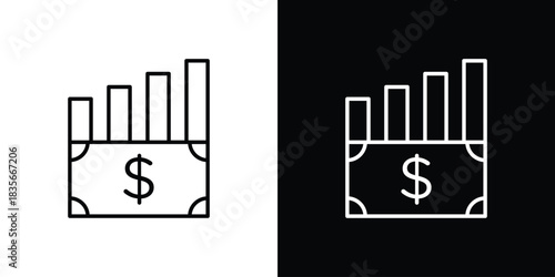 capital gain icons outline drawing. Editable stroke