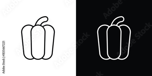 Capsicum icons outline drawing. Editable stroke