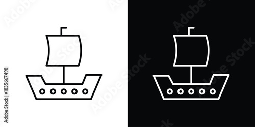 Caravel icons outline drawing. Editable stroke