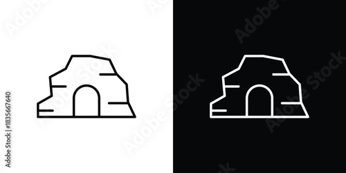 cave icons outline drawing. Editable stroke