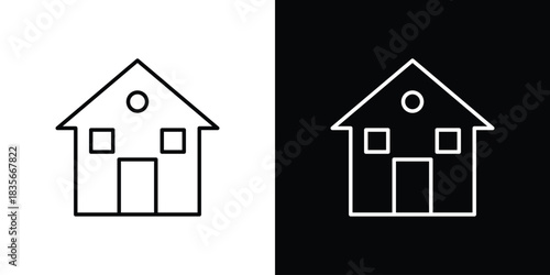 Chalet icons outline drawing. Editable stroke
