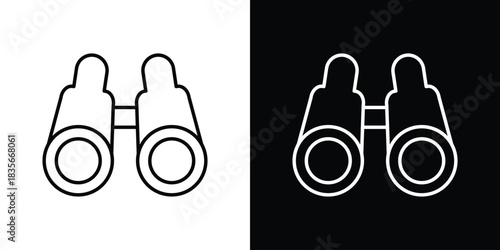 Binoculars icons outline drawing. Editable stroke