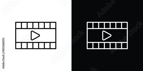 Cinema flapper icons outline drawing. Editable stroke