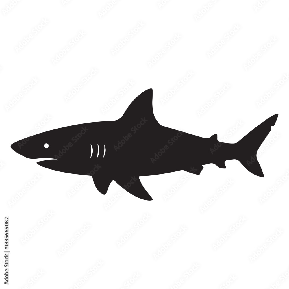 Obraz premium Silhouette of a great white shark swimming in the ocean