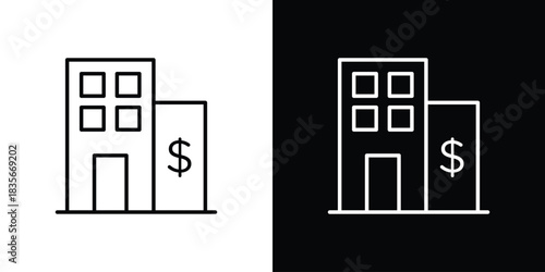 Company icons outline drawing. Editable stroke