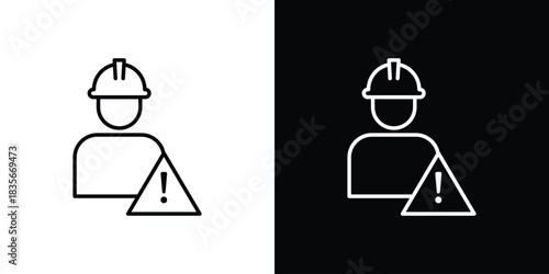 Construction risk icons outline drawing. Editable stroke