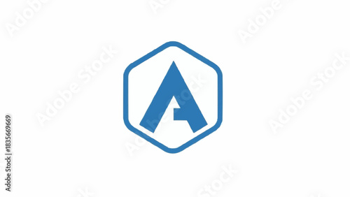 Blue letter a logo design in hexagon shape vector graphic template brazil ceara