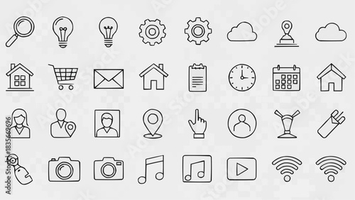 Collection of website icons vector design elements line drawing brazil ceara