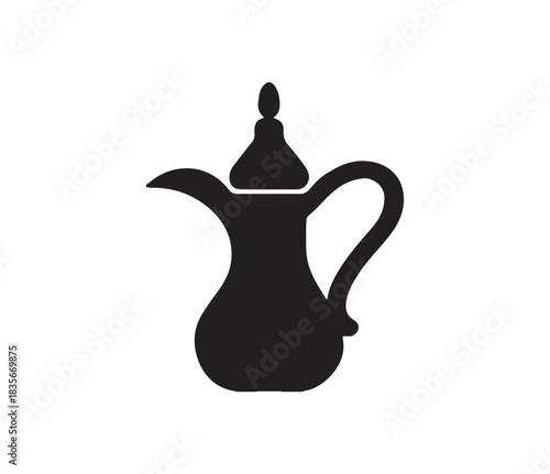 Arab Coffee Pot Silhouette – Dallah Icon in Minimalist Black Vector Style