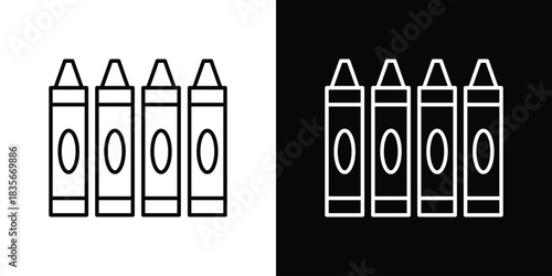 Crayon icons outline drawing. Editable stroke