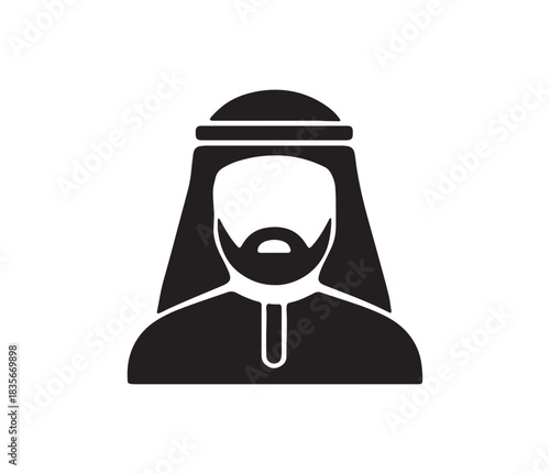 Arab Traditional Man Silhouette – Keffiyeh, Agal, and Thobe Icon in Minimalist Vector Style
