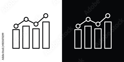 Data Analysing icons outline drawing. Editable stroke