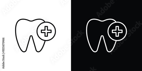 Dental insurance icons outline drawing. Editable stroke