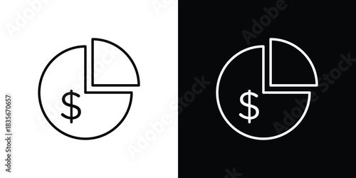 Dividend yield icons outline drawing. Editable stroke