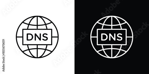 DNS icons outline drawing. Editable stroke