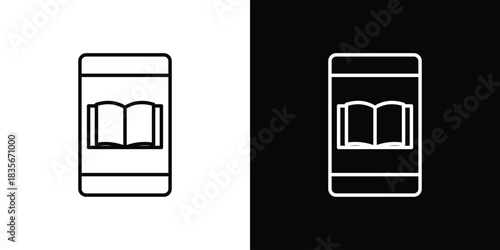 Ebook icons outline drawing. Editable stroke