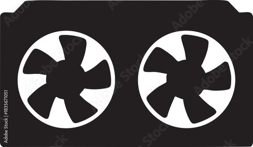 ASIC Mining Rig Fans Silhouettes isolated on white background