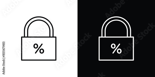 Fixed rate mortgage icons outline drawing. Editable stroke