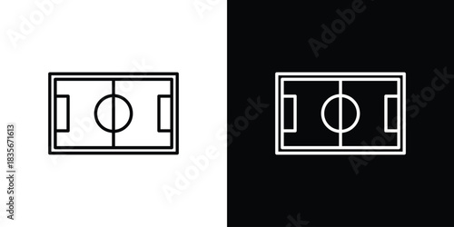 Football field icons outline drawing. Editable stroke