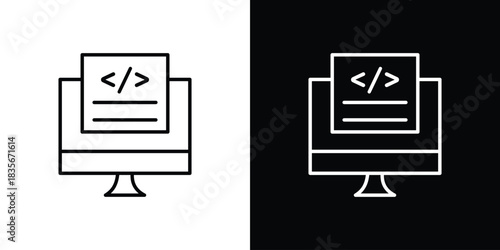 Front end icons outline drawing. Editable stroke