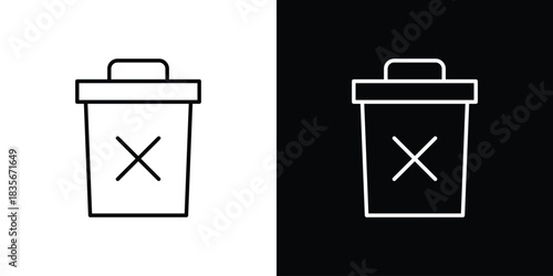 Garbage disposal icons outline drawing. Editable stroke