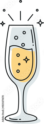 Celebration Toast with Sparkling Champagne in Elegant Glass for Festive Occasions and Special Events a Minimalist Icon Illustration for Celebratory Themes