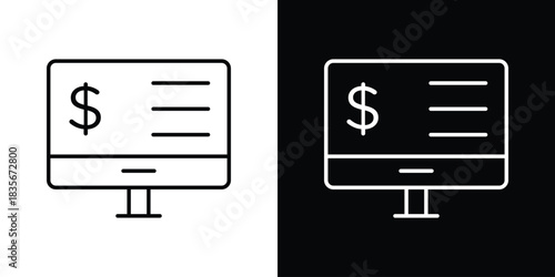 Income statement icons outline drawing. Editable stroke