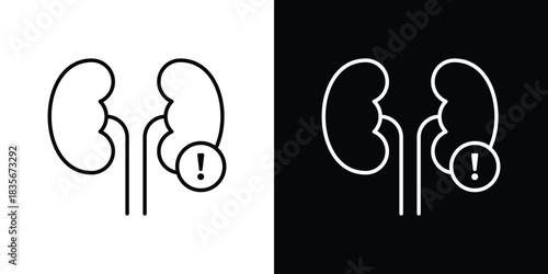 Kidney disease icons outline drawing. Editable stroke