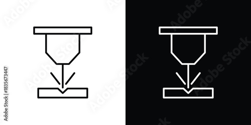 Laser machine icons outline drawing. Editable stroke