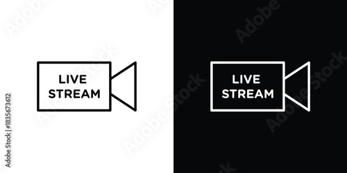 Livestream icons outline drawing. Editable stroke