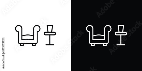Lounge icons outline drawing. Editable stroke