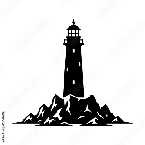 lighthouse on rocks silhouette