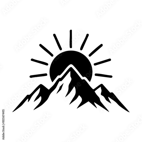 mountains with rising sun silhouette